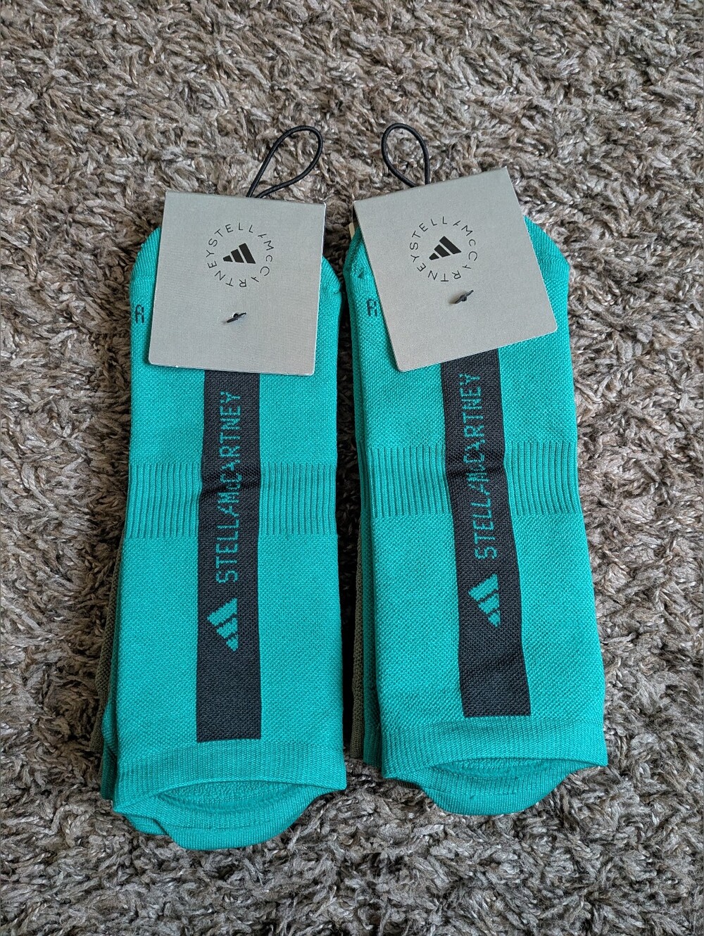 Adidas Stella McCartney Green 2 Pack Low Socks Women's M 7-8.5 Lot of 2 NEW